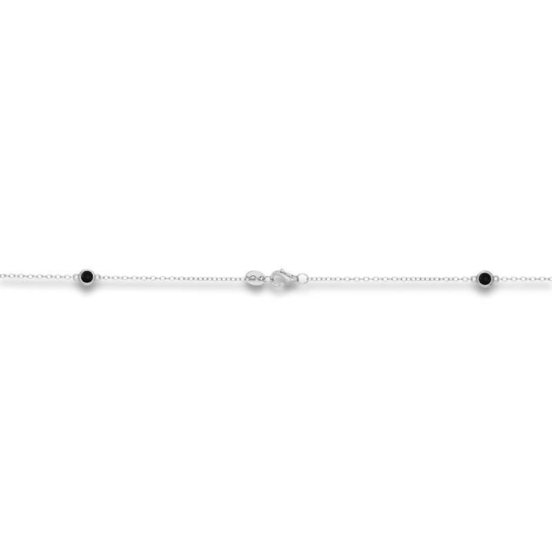 Main Image 3 of Natural Onyx Station Necklace Sterling Silver 18"