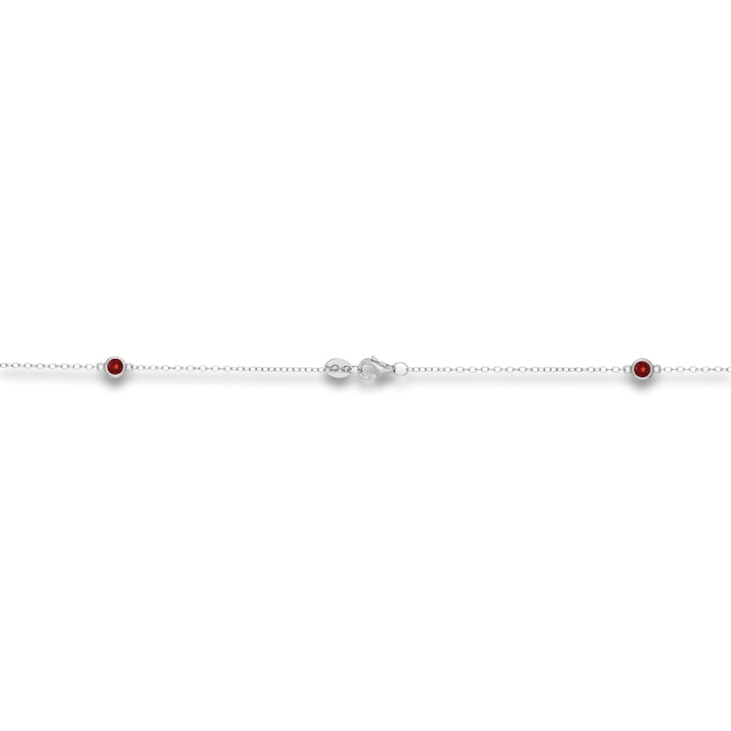 Main Image 3 of Natural Garnet Station Necklace Sterling Silver 18"
