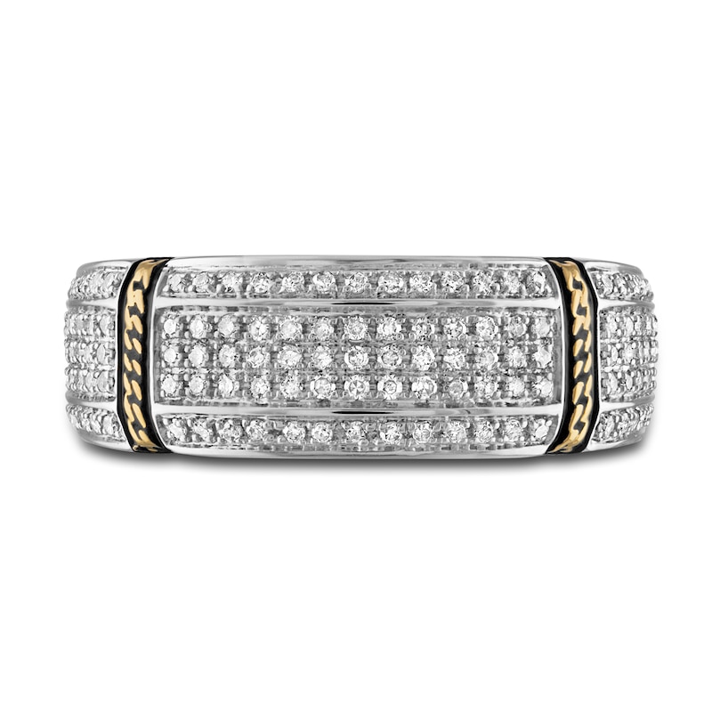 Main Image 3 of 1933 by Esquire Men's Diamond Ring 1/2 ct tw Round 10K White Gold/14K Yellow Gold-Plated