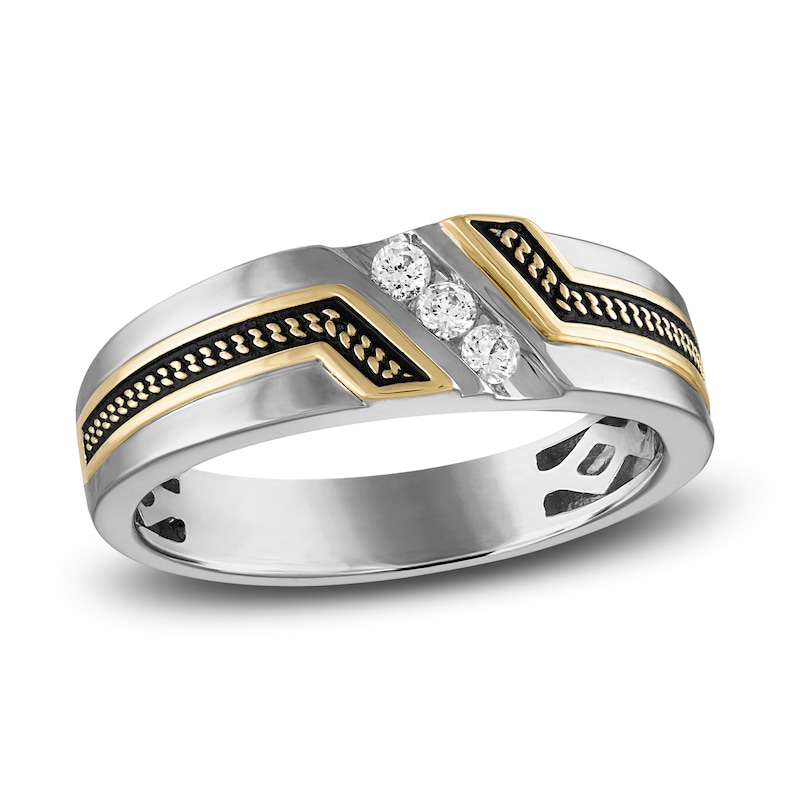 Main Image 1 of 1933 by Esquire Men's Diamond Ring 1/10 ct tw Round Sterling Silver/14K Yellow Gold