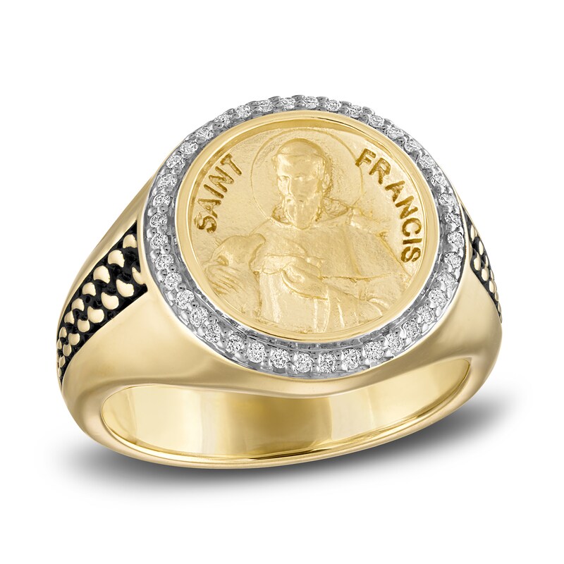 Main Image 1 of 1933 by Esquire Men's Diamond Ring 1/5 ct tw Round 14K Yellow Gold-Plated Sterling Silver