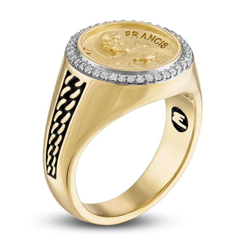 Main Image 3 of 1933 by Esquire Men's Diamond Ring 1/5 ct tw Round 14K Yellow Gold-Plated Sterling Silver