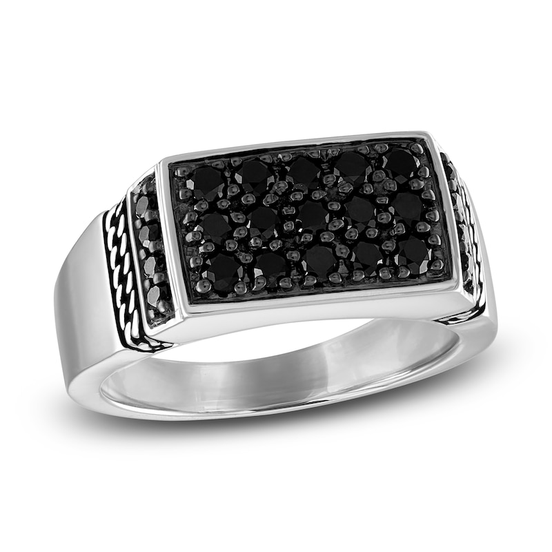 Main Image 1 of 1933 by Esquire Men's Black Diamond Ring 1-1/8 ct tw Round Sterling Silver