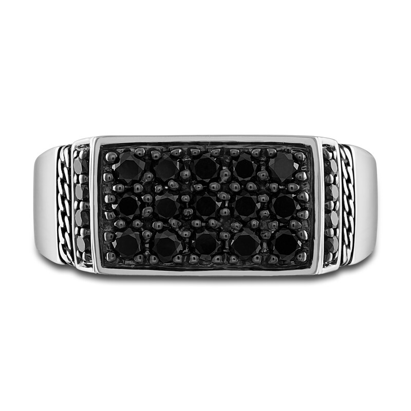 Main Image 3 of 1933 by Esquire Men's Black Diamond Ring 1-1/8 ct tw Round Sterling Silver