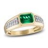 Men's Lab-Created Emerald Ring 1/5 ct tw Diamonds 10K Yellow Gold