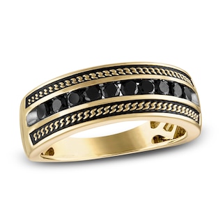 1933 by Esquire Men's Natural Black Diamond Ring 5/8 ct tw Round 10K Yellow Gold