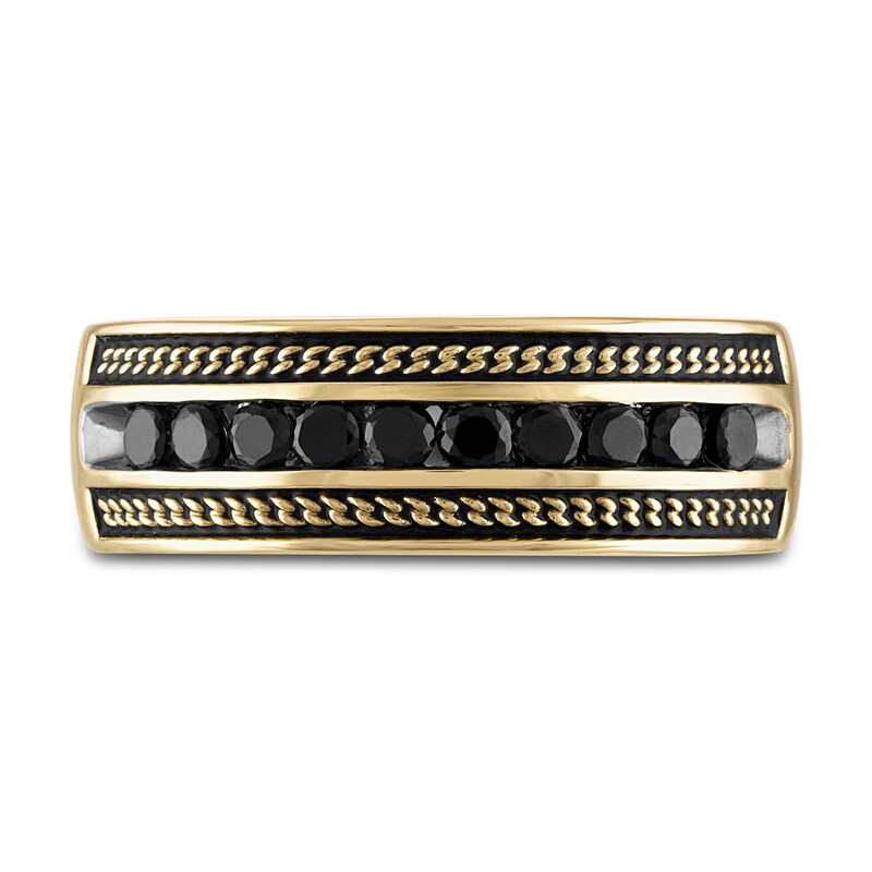 Main Image 3 of 1933 by Esquire Men's Natural Black Diamond Ring 5/8 ct tw Round 10K Yellow Gold