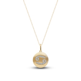 Diamond Cancer Zodiac Pendant Necklace 1/10 ct tw Round 14K Yellow Gold