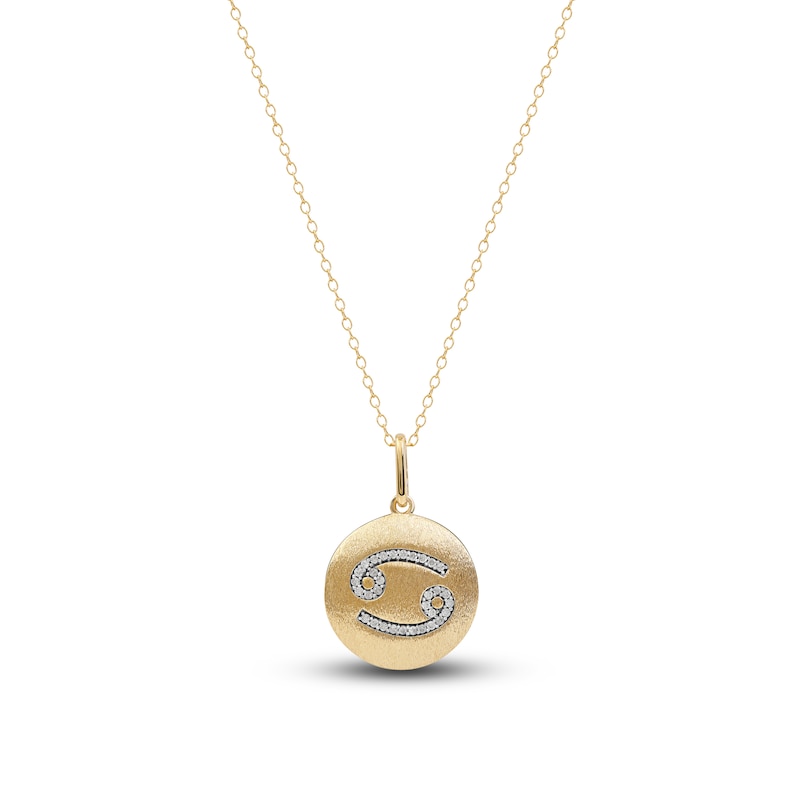 Main Image 1 of Diamond Cancer Zodiac Pendant Necklace 1/10 ct tw Round 14K Yellow Gold