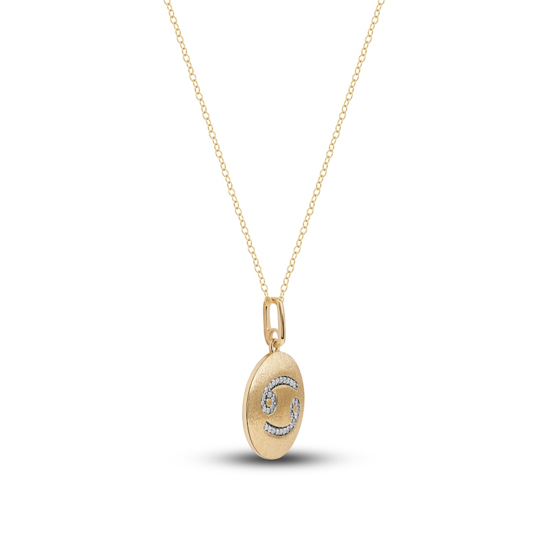 Main Image 2 of Diamond Cancer Zodiac Pendant Necklace 1/10 ct tw Round 14K Yellow Gold