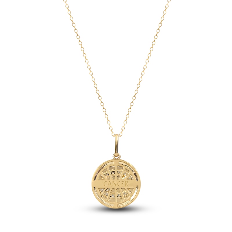 Main Image 3 of Diamond Cancer Zodiac Pendant Necklace 1/10 ct tw Round 14K Yellow Gold