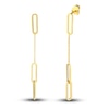 Paperclip Chain Dangle Earrings 14K Yellow Gold