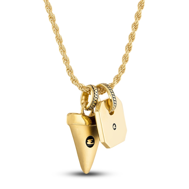 Main Image 3 of 1933 by Esquire Men's Black Diamond & Natural Agate Necklace 1/4 ct tw Round 18K Yellow Gold-Plated Sterling Silver 22"