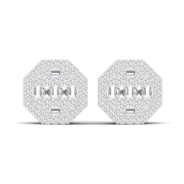Men's Diamond Earrings 1/2 ct tw Round/Baguette 10K Rose Gold