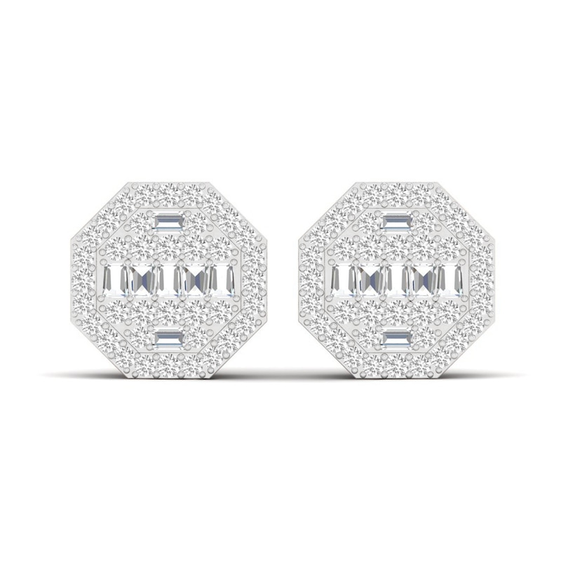 Main Image 1 of Men's Diamond Earrings 1/2 ct tw Round/Baguette 10K Rose Gold