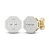 Thumbnail Image 4 of Men's Diamond Earrings 1/2 ct tw Round/Baguette 10K Yellow Gold