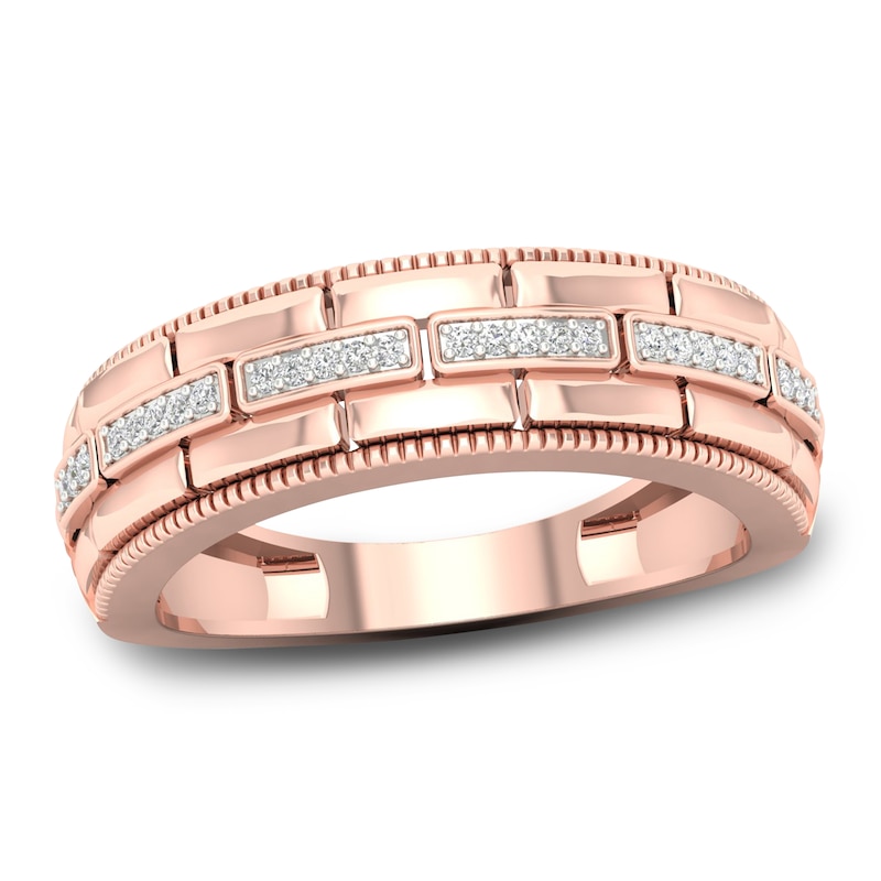 Main Image 1 of Men's Diamond Ring 1/15 ct tw Round 10K Rose Gold