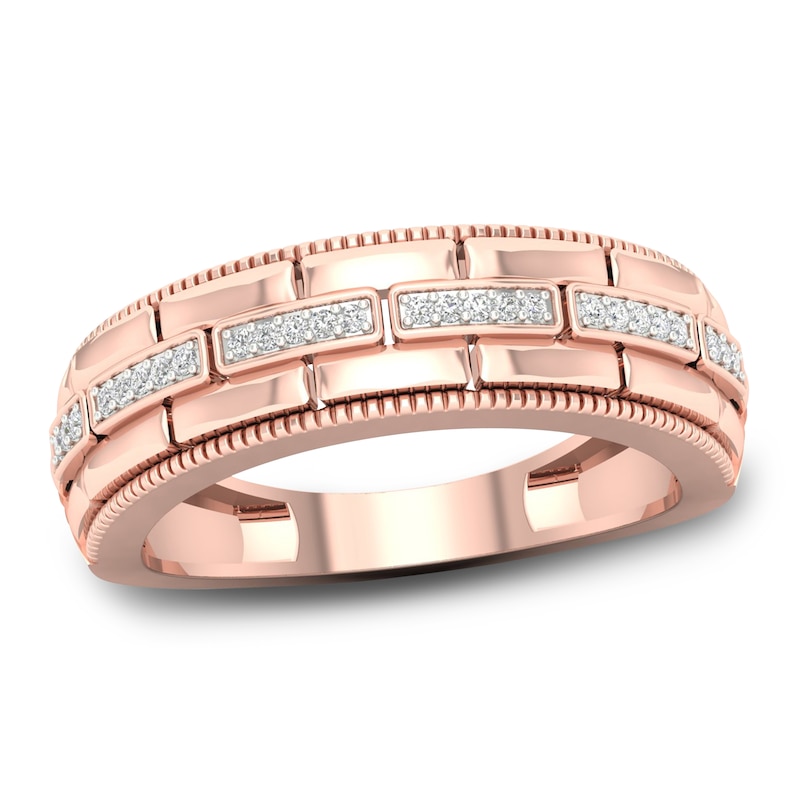 Men's Diamond Ring 1/15 ct tw Round 10K Rose Gold