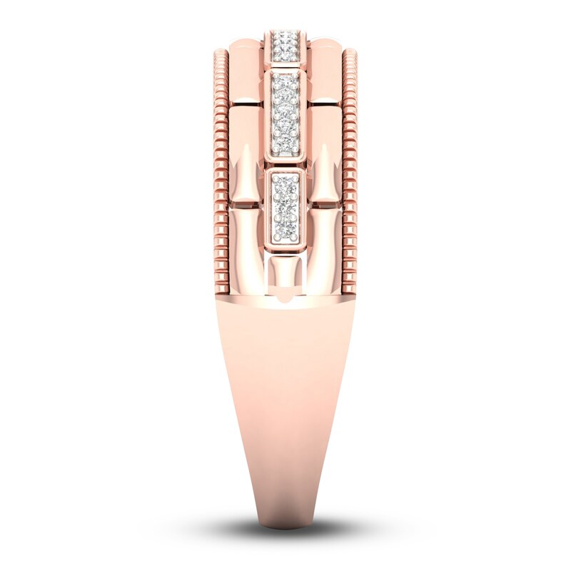 Main Image 4 of Men's Diamond Ring 1/15 ct tw Round 10K Rose Gold