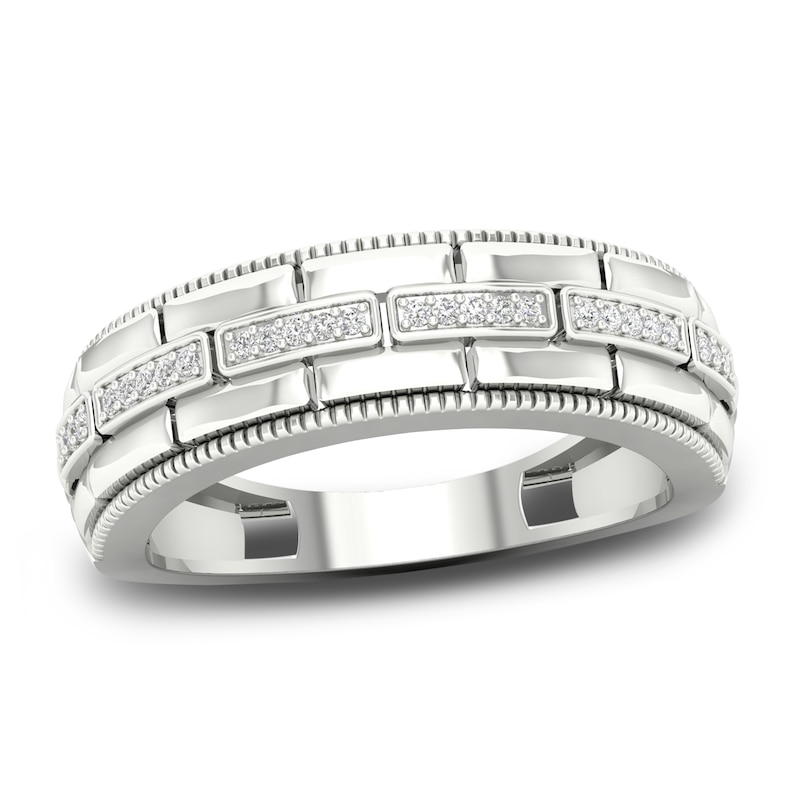 Main Image 1 of Men's Diamond Ring 1/15 ct tw Round 10K White Gold