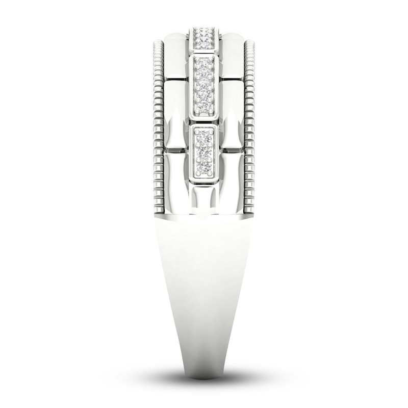 Main Image 4 of Men's Diamond Ring 1/15 ct tw Round 10K White Gold