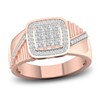 Thumbnail Image 0 of Men's Diamond Ring 3/4 ct tw Princess-cut/Round 10K Rose Gold