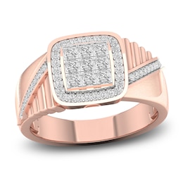 Men's Diamond Ring 3/4 ct tw Square-cut/Round 10K Rose Gold