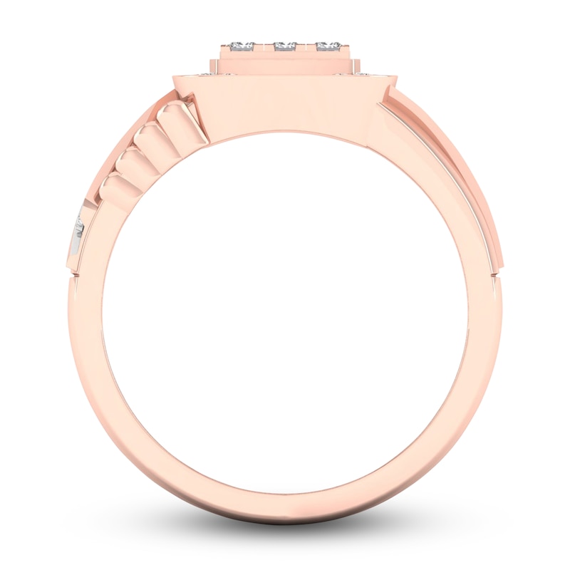 Men's Diamond Ring 3/4 ct tw Princess-cut/Round 10K Rose Gold
