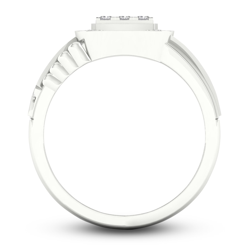 Men's Diamond Ring 3/4 ct tw Princess-cut/Round 10K White Gold
