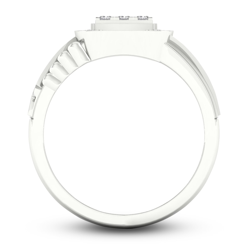 Main Image 3 of Men's Diamond Ring 3/4 ct tw Square-cut/Round 10K White Gold
