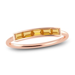 Juliette Maison Natural Citrine Baguette Bar Ring 10K Rose Gold
