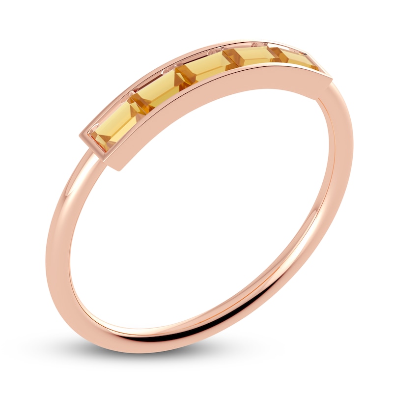Main Image 2 of Juliette Maison Natural Citrine Baguette Bar Ring 10K Rose Gold