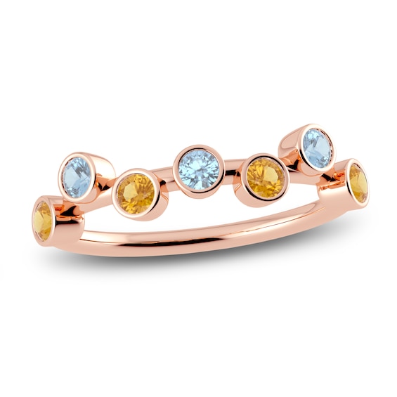 Juliette Maison Natural Citrine & Natural Aquamarine Ring 10K Rose Gold