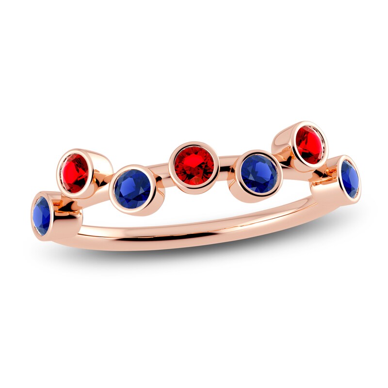 Main Image 1 of Juliette Maison Natural Ruby & Natural Blue Sapphire Ring 10K Rose Gold