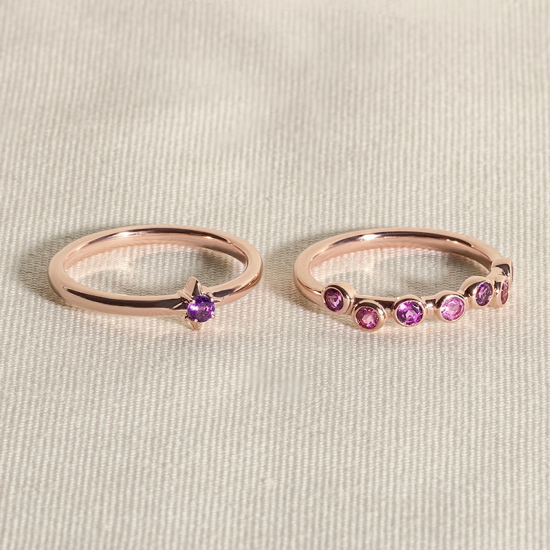 Main Image 4 of Juliette Maison Natural Ruby & Natural Blue Sapphire Ring 10K Rose Gold