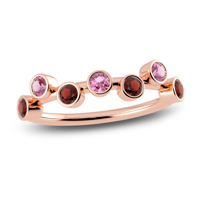 Main Image 1 of Juliette Maison Natural Pink Tourmaline & Natural Garnet Ring 10K Rose Gold
