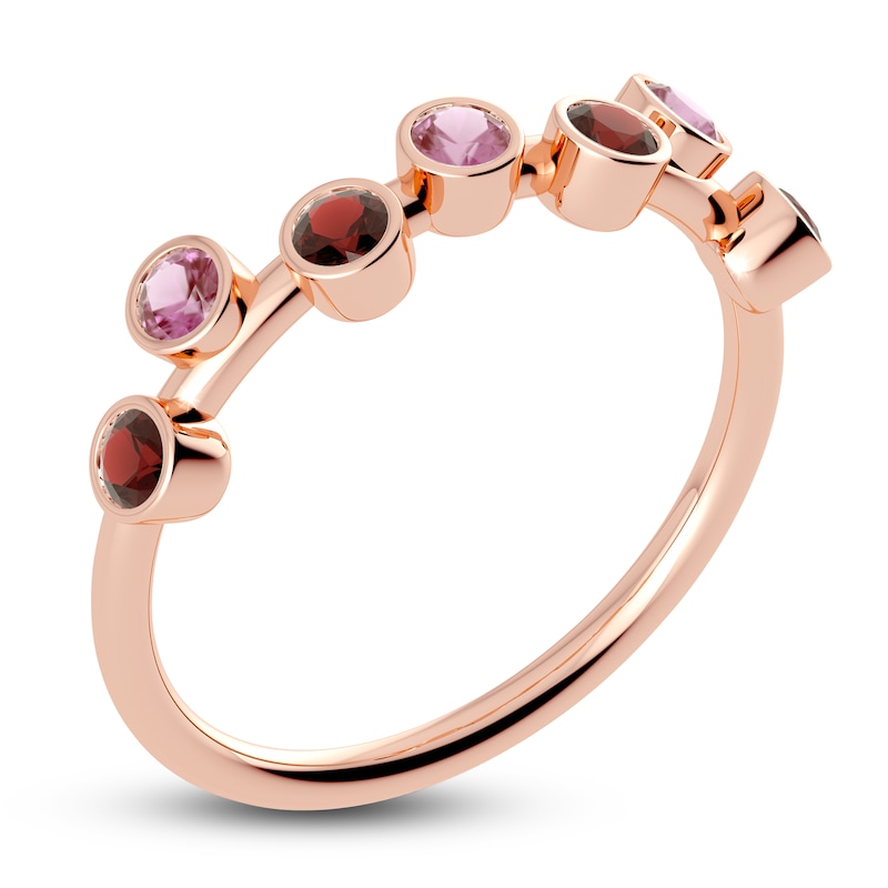 Main Image 2 of Juliette Maison Natural Pink Tourmaline & Natural Garnet Ring 10K Rose Gold