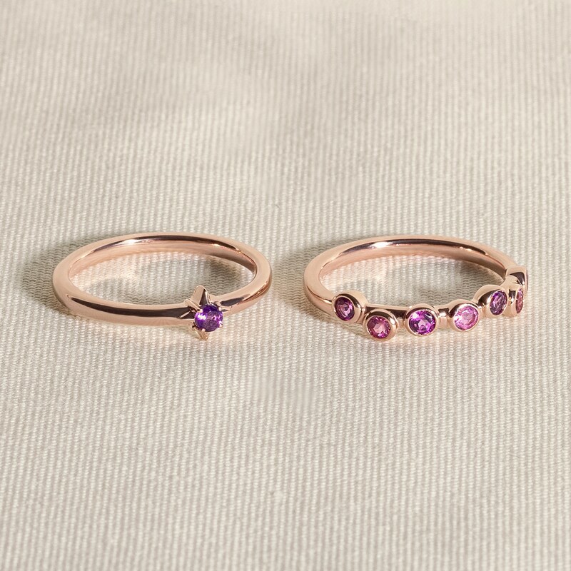 Main Image 4 of Juliette Maison Natural Pink Tourmaline & Natural Garnet Ring 10K Rose Gold