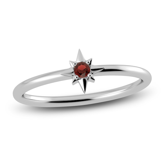 Juliette Maison Natural Garnet Starburst Ring 10K White Gold