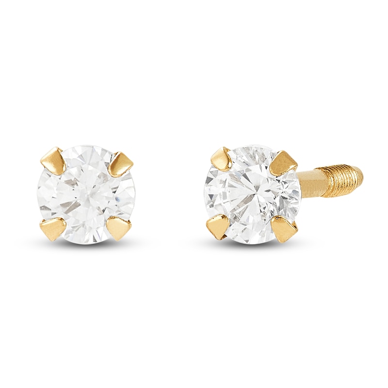 Main Image 2 of Lab-Created Sapphire Stud & Twisted Hoop Earring Set 14K Yellow Gold
