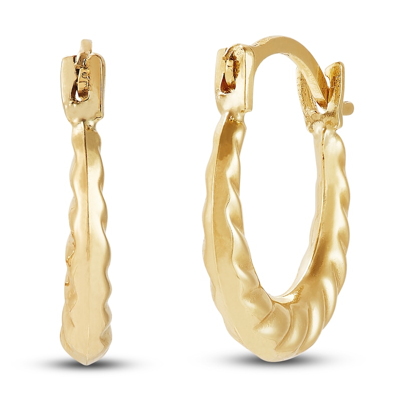 Main Image 3 of Lab-Created Sapphire Stud & Twisted Hoop Earring Set 14K Yellow Gold