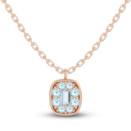 Juliette Maison Natural Aquamarine Pendant Necklace 10K Rose Gold