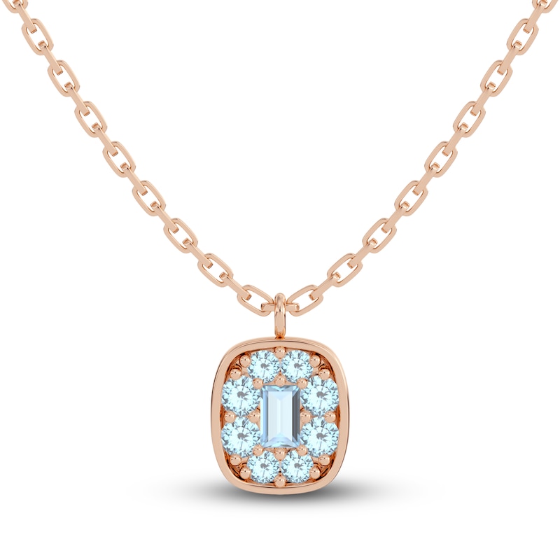 Main Image 1 of Juliette Maison Natural Aquamarine Pendant Necklace 10K Rose Gold
