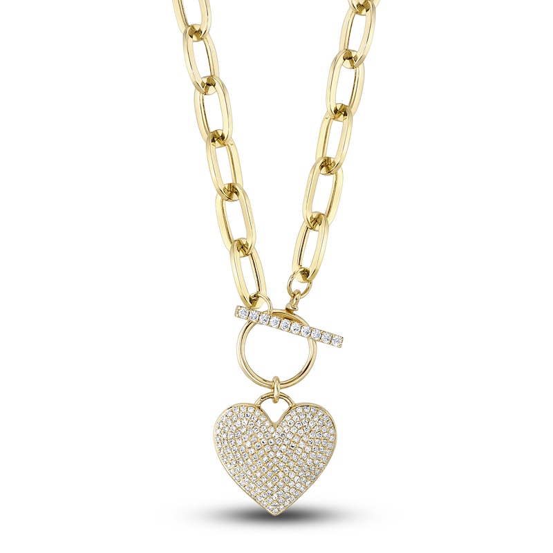 Shy Creation Diamond Heart Necklace 1/2 ct tw Round 14K Yellow Gold 18" SC55022370