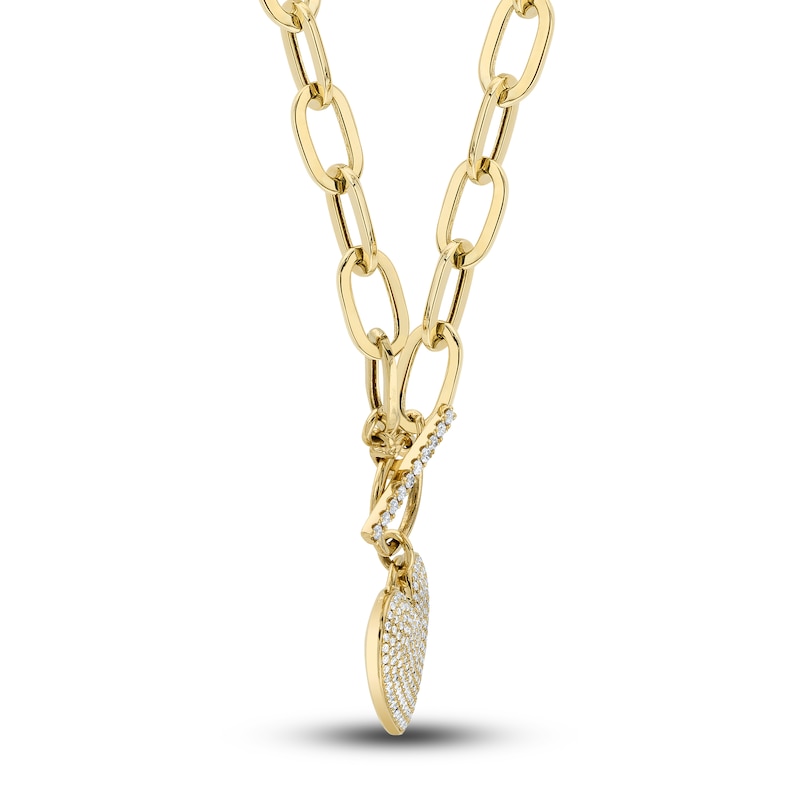 Shy Creation Diamond Heart Necklace 1/2 ct tw Round 14K Yellow Gold 18" SC55022370