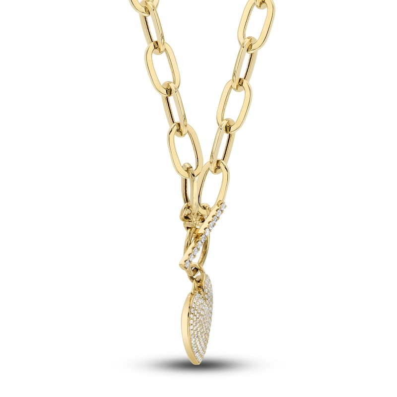Main Image 2 of Shy Creation Diamond Heart Toggle Necklace 1/2 ct tw 14K Yellow Gold 18" SC55022370