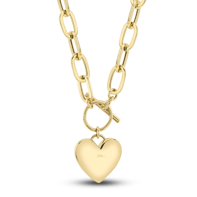 Main Image 3 of Shy Creation Diamond Heart Toggle Necklace 1/2 ct tw 14K Yellow Gold 18" SC55022370