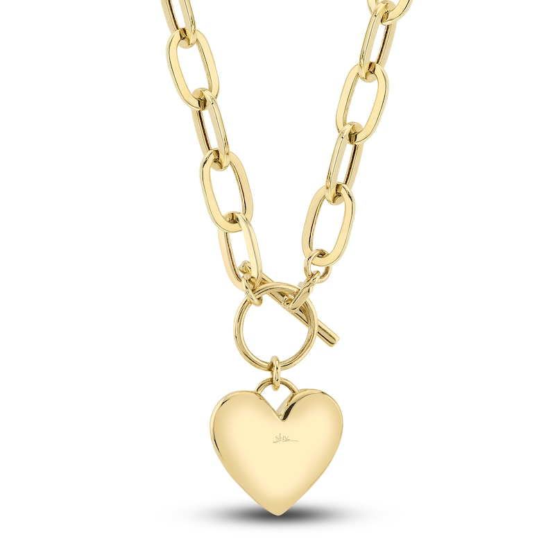 Shy Creation Diamond Heart Necklace 1/2 ct tw Round 14K Yellow Gold 18" SC55022370