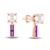 Juliette Maison Natural Amethyst Baguette and Cultured Freshwater Pearl Earrings 10K Rose Gold