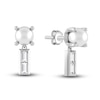 Juliette Maison Natural White Sapphire Baguette and Cultured Freshwater Pearl Earrings 10K White Gold